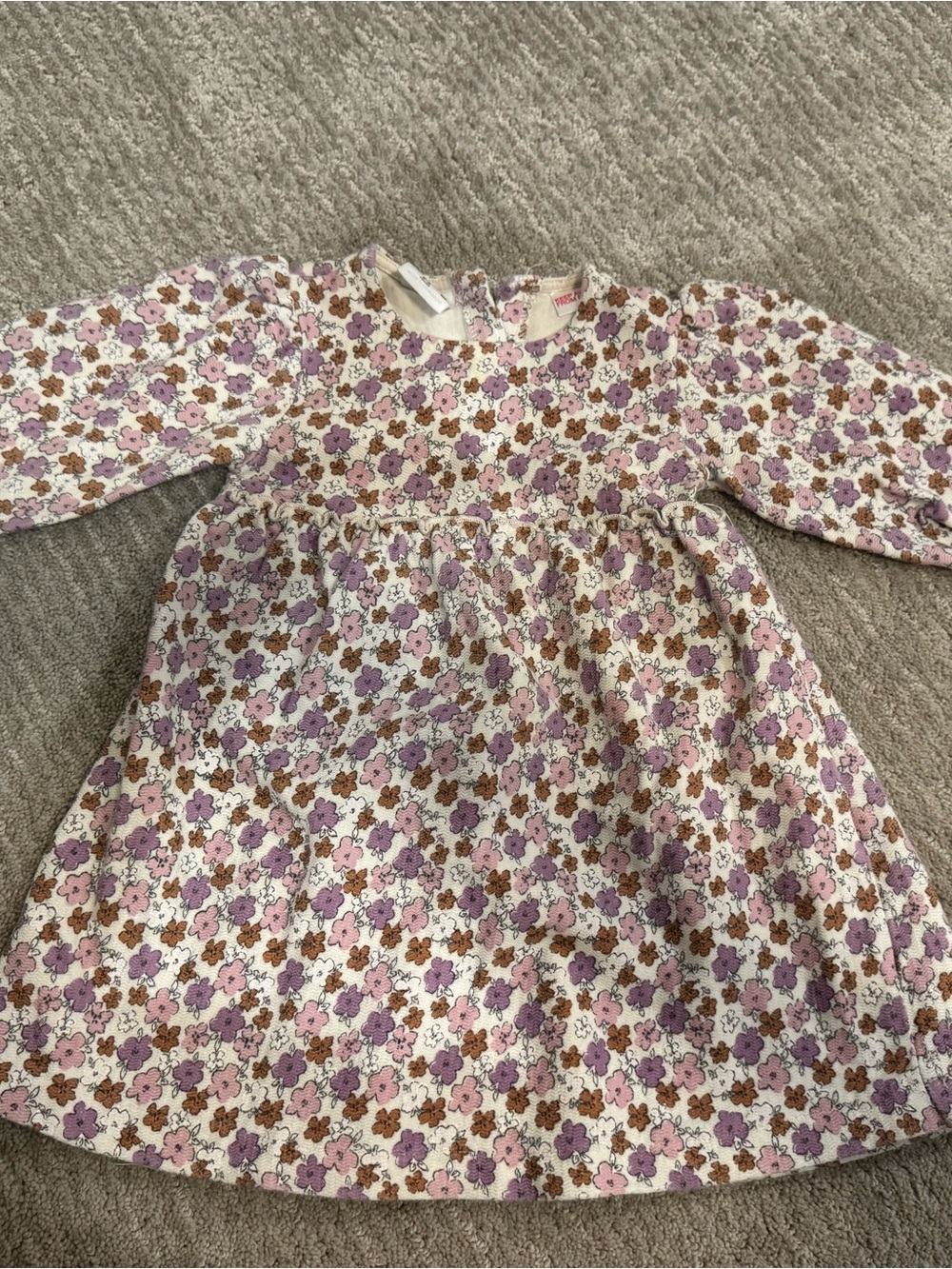 Zara Floral Long-Sleeve Dress in Lavender, Pink and Brown